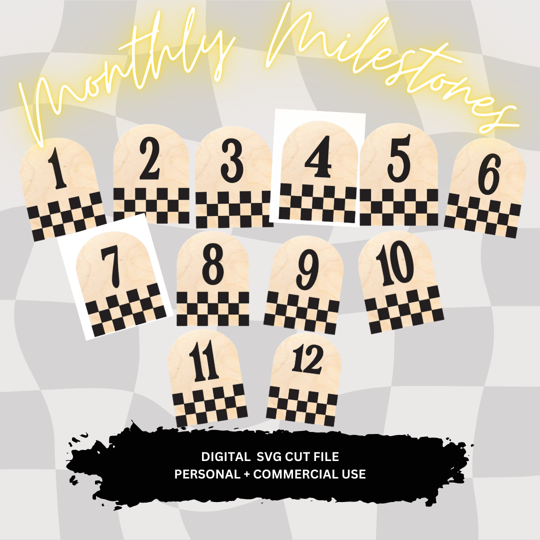 Arch Checkered Monthly Milestones SVG Cut File