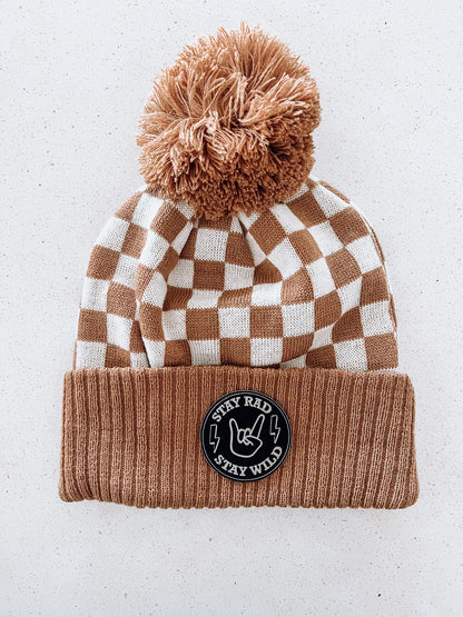 Youth/Adult Stay Rad Stay Wild Checkered Beanie