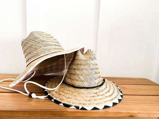 Personalized Checkered Straw Hats