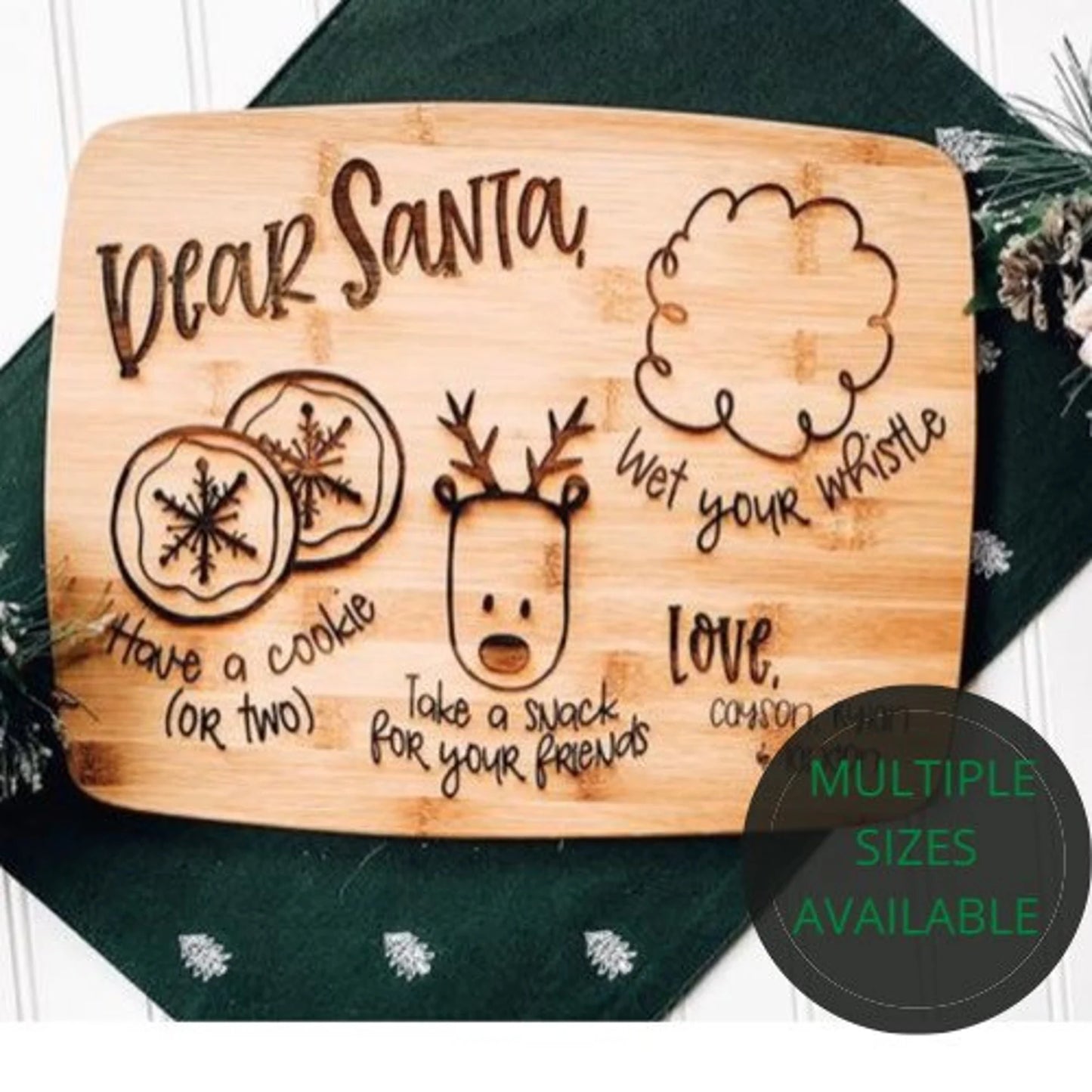 Dear Santa Personalized Laser Engraved Cutting Board